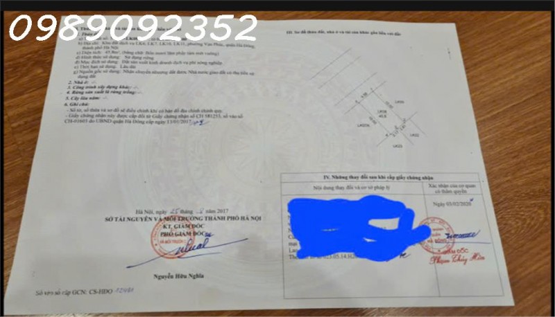 Chính chủ bán lô đất Vạn Phúc mặt tiền 4,58m vỉ hè 2m vị trí đắc địa kinh doanh đa nghành