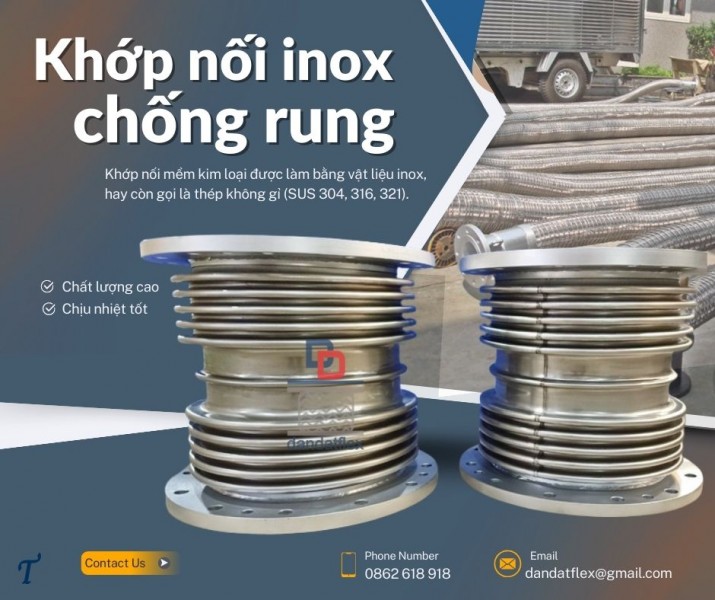 Khớp nối mềm nối bích chịu nhiệt, khớp nối mềm cho máy phát điện, khớp nối mềm cho hệ LPG