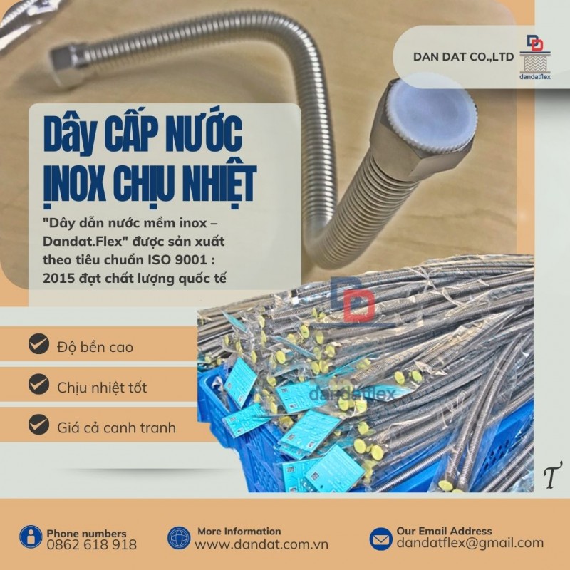 Dây dẫn nước inox nóng lạnh, dây dẫn nước vòi chậu, dây nối mềm inox cho sprinkler