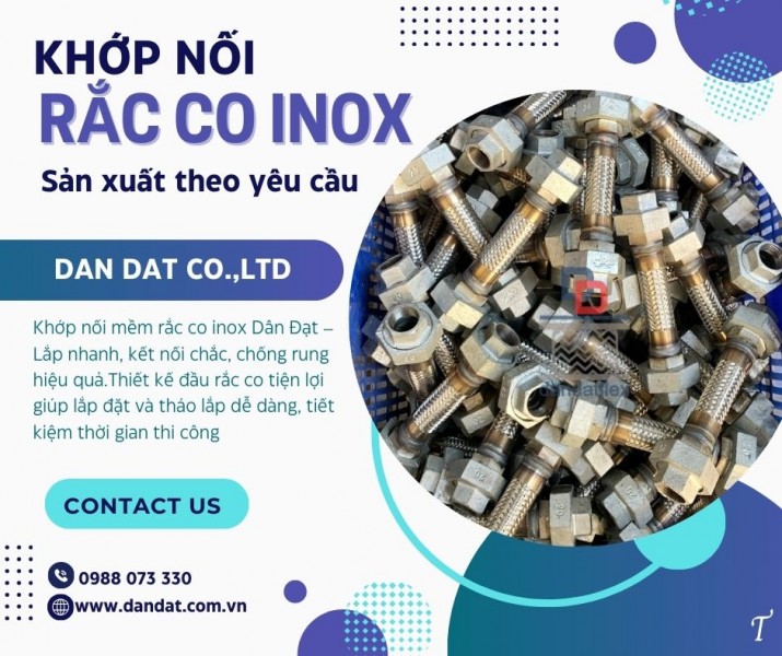 Khớp nối  mềm inox 304, khớp nối mềm inox nối bích, khớp nối mềm kim loại