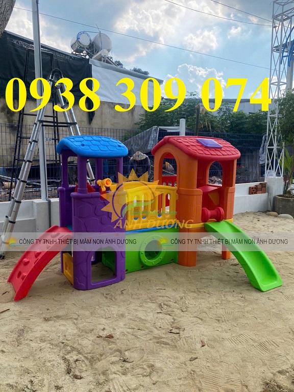 Nhà leo 2 khối, nhà chòi 2 khối,cầu trượt liên hoàn 2 khối