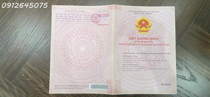 BÁN LÔ ĐẤT ĐƯỜNG Ô TÔ 8M NGAY TRUNG TÂM THỊ TRẤN NÔNG TRƯỜNG MỘC CHÂU, VIEW ĐỒI CHÈ