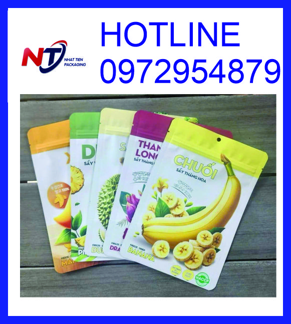 Sản xuất bao bì đựng trái cây sấy, in túi zipper đựng trái cây sấy