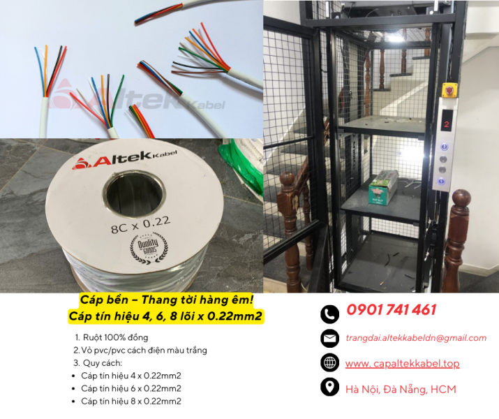 Cáp tín hiệu chống nhiễu sử dụng cho thang tời hàng