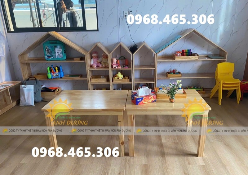 Bàn ghế gỗ mầm non, bàn gỗ mầm non chất lượng cao