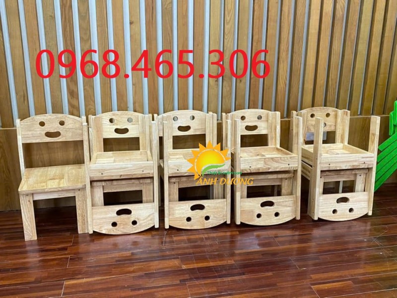 Bàn ghế gỗ mầm non giá rẻ, ghế gỗ cao su mầm non