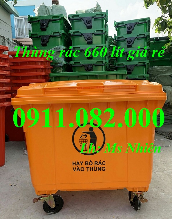 Bán thùng rác nhựa màu xanh giá rẻ, thùng rác 120l 240l 660l giá sỉ lẻ- lh 0911082000