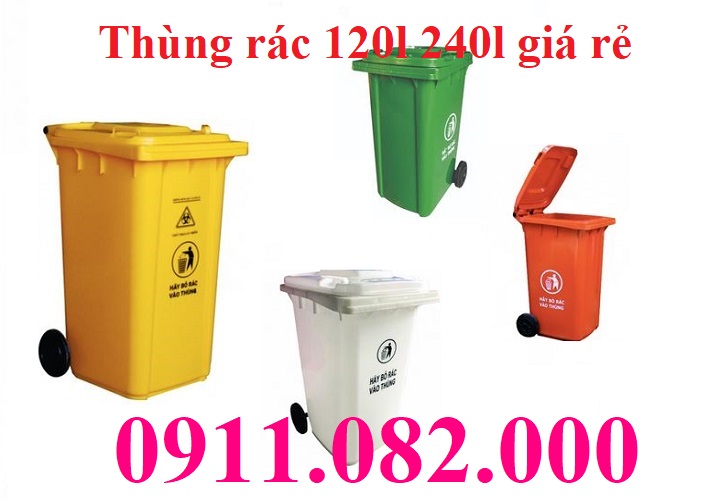 Bán thùng rác nhựa màu xanh giá rẻ, thùng rác 120l 240l 660l giá sỉ lẻ- lh 0911082000
