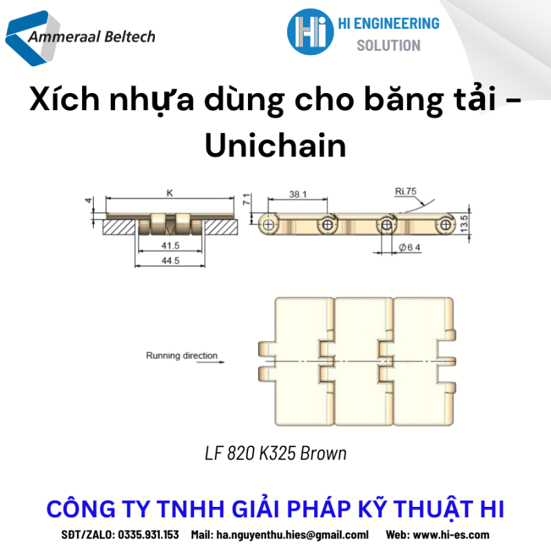 Xích nhựa Unichain 820 K325 (Hằng có sẵn)