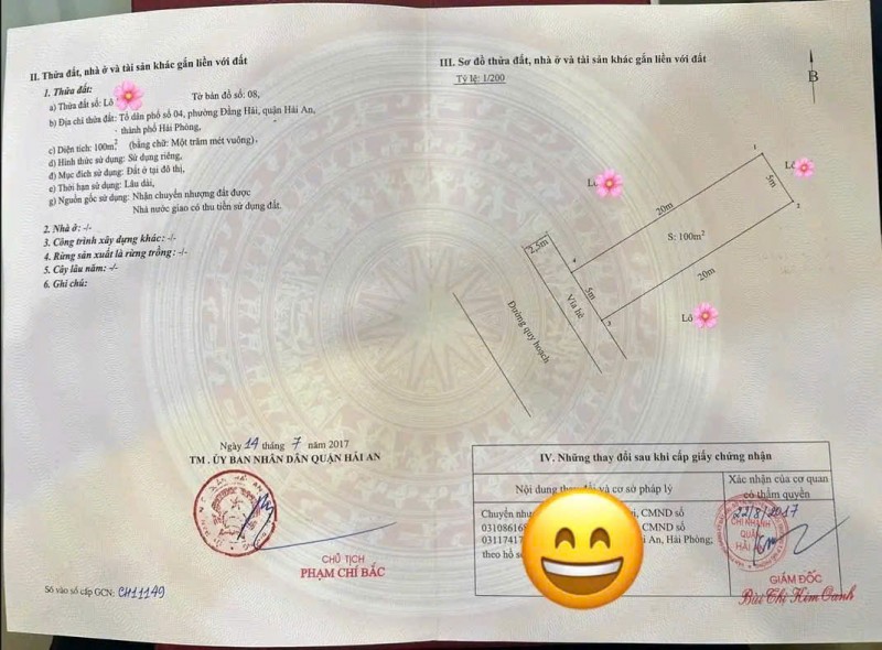 Bán đất tái định cư Sở Tư Pháp, Đằng Hải, Hải An, Hải Phòng, Diện tích 100m2