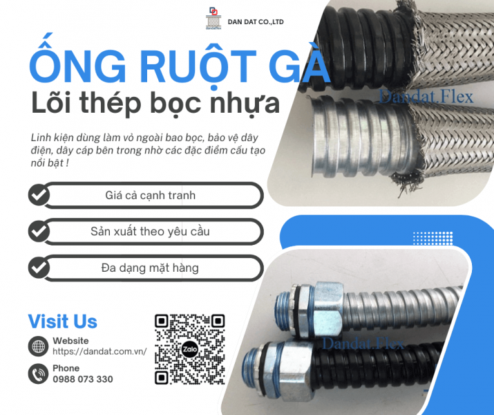 Ống Ruột Gà Trong Công Nghiệp – Ống luồn dây điện bọc nhựa, Ống ruột gà cơ khí 