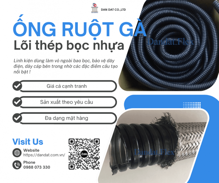 Ống Ruột Gà Trong Công Nghiệp – Ống luồn dây điện bọc nhựa, Ống ruột gà cơ khí 