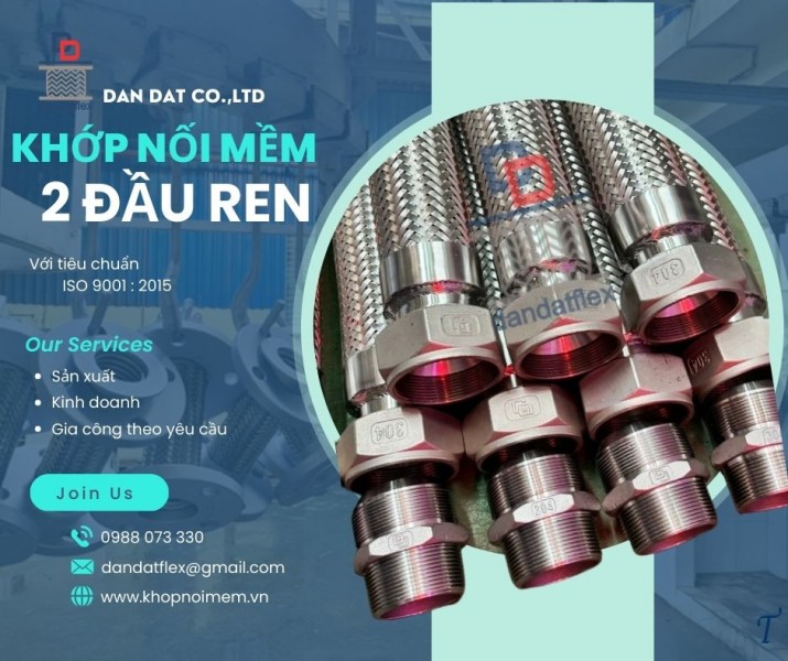 Khớp nối kim loại nối bích, khớp nối mềm dẫn xăng dầu, khớp nối mềm inox chống rung