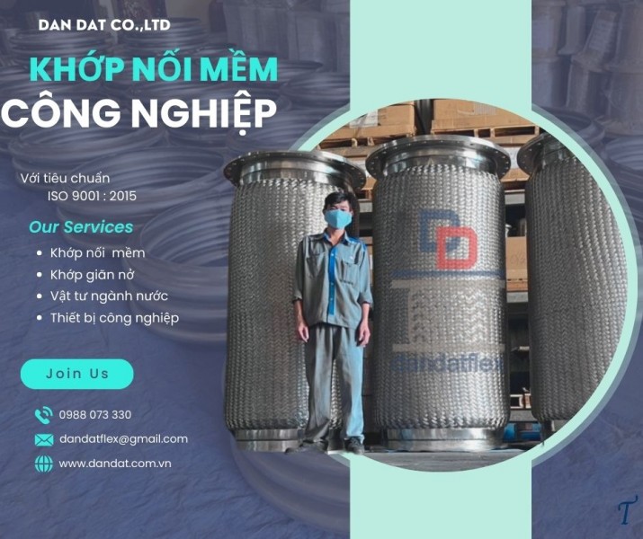 Khớp nối kim loại nối bích, khớp nối mềm dẫn xăng dầu, khớp nối mềm inox chống rung