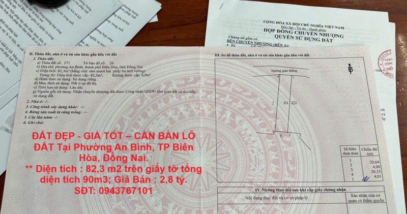 ĐẤT ĐẸP - GIÁ TỐT – CẦN BÁN LÔ ĐẤT Tại Phường An Bình, TP Biên Hòa, Đồng Nai.