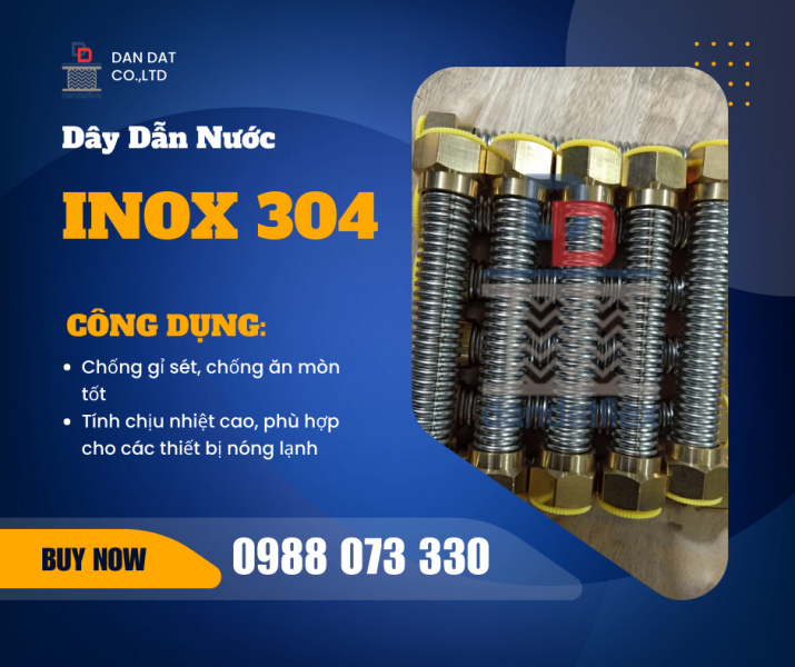 Dây Dẫn Nước Inox 304| Dây Cấp Nước Inox Chịu Nhiệt| Ống Dẫn Nước Nóng Lạnh