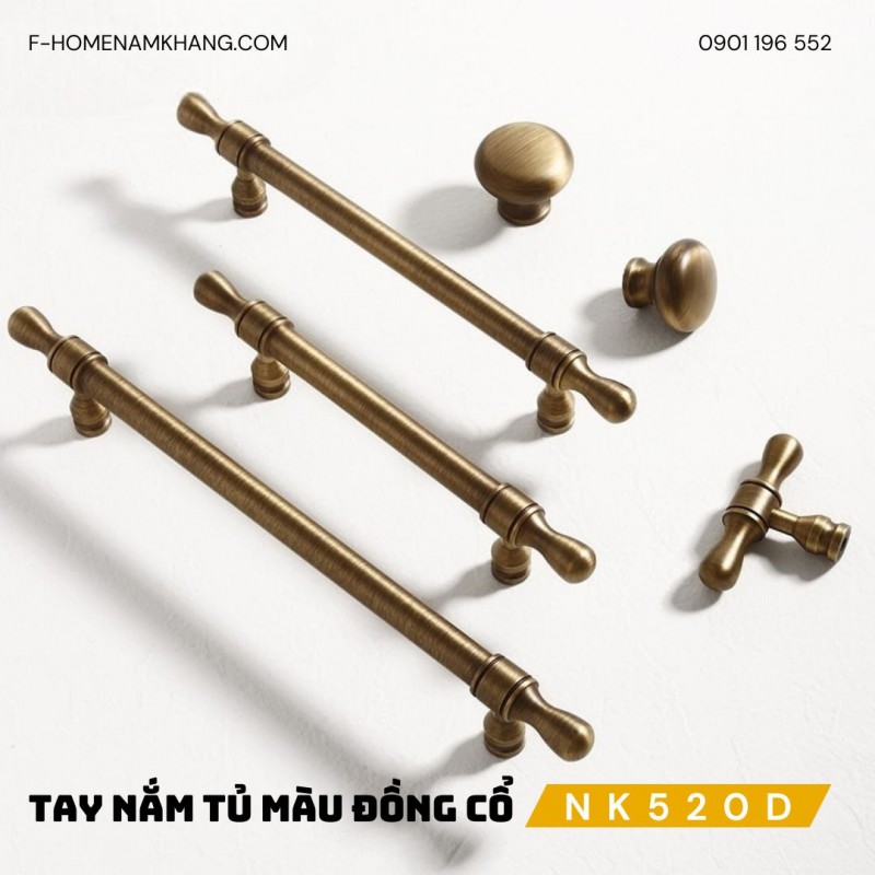Tay nắm tủ cao cấp màu đồng cổ NK520D | Zalo 0901 196 552