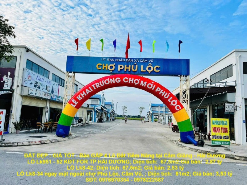 ĐẤT ĐẸP - GIÁ TỐT - Bán GẤP 4 Lô Đất Tiềm Năng tại Cẩm Giàng - Hải Dương