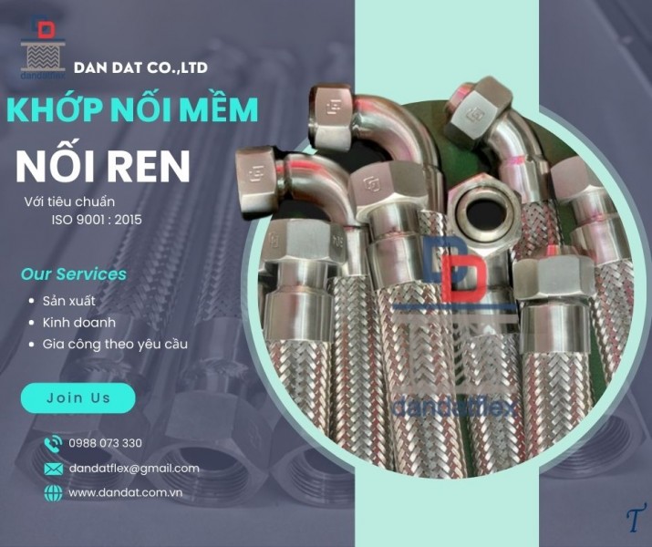 Khớp nối mềm nối ren, khớp nối ren công nghiệp, khớp nối mềm kết nối ren trong