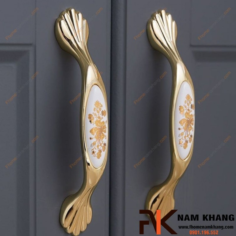 Tay nắm tủ phối sứ trắng cao cấp NK019 | Zalo 0901 196 552