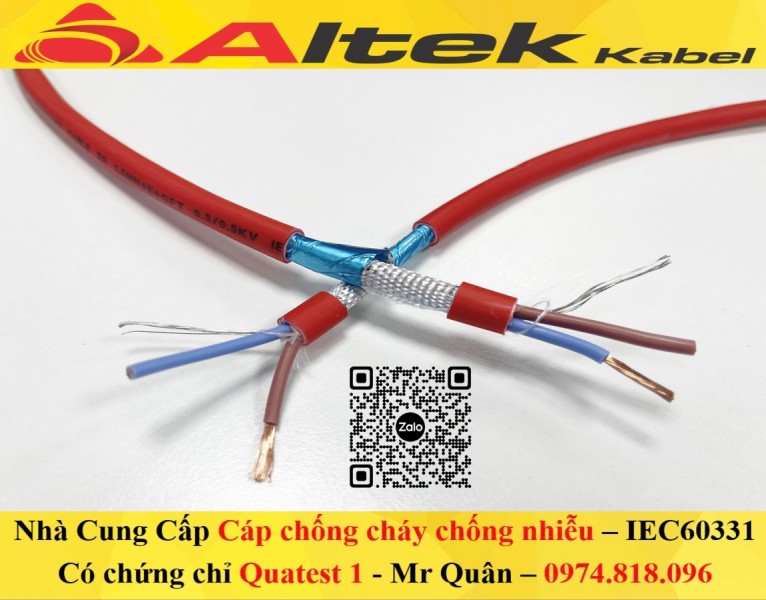 Cáp chống cháy chống nhiễu 2x1.0 – Có Kiểm Định
