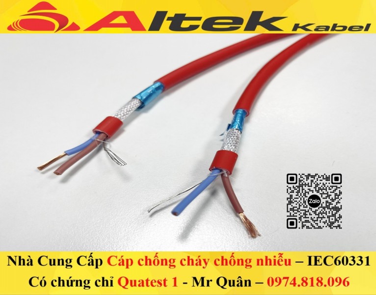 Cáp chống cháy chống nhiễu 2x1.0 – Có Kiểm Định