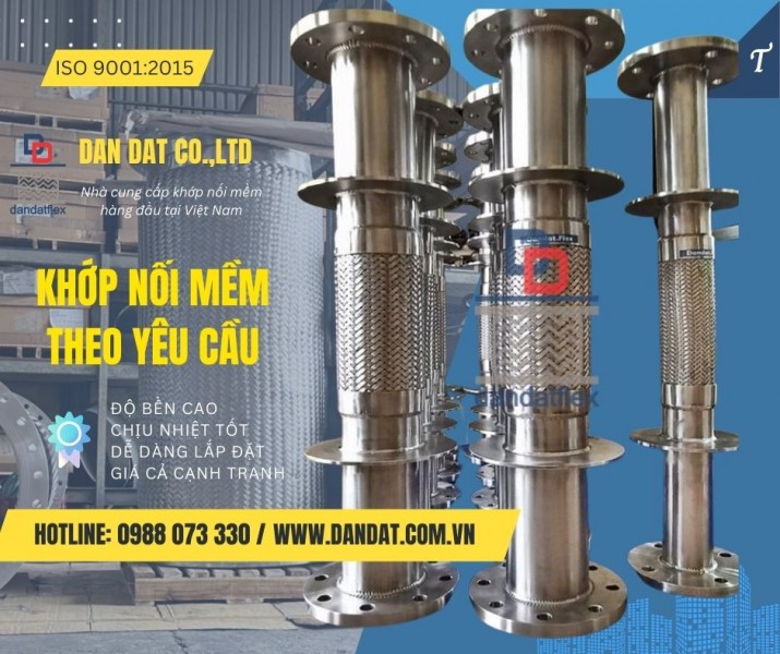 Khớp nối mềm inox dẫn xăng dầu, khớp nối mềm thủy mềm, khớp nối nhanh thủy lực inox 304