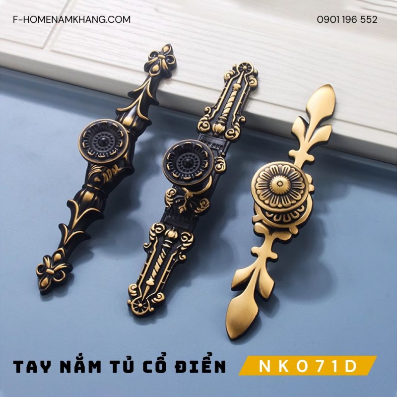 Núm cửa tủ phối thanh đồng cổ điển NK071D | Zalo 0901 196 552