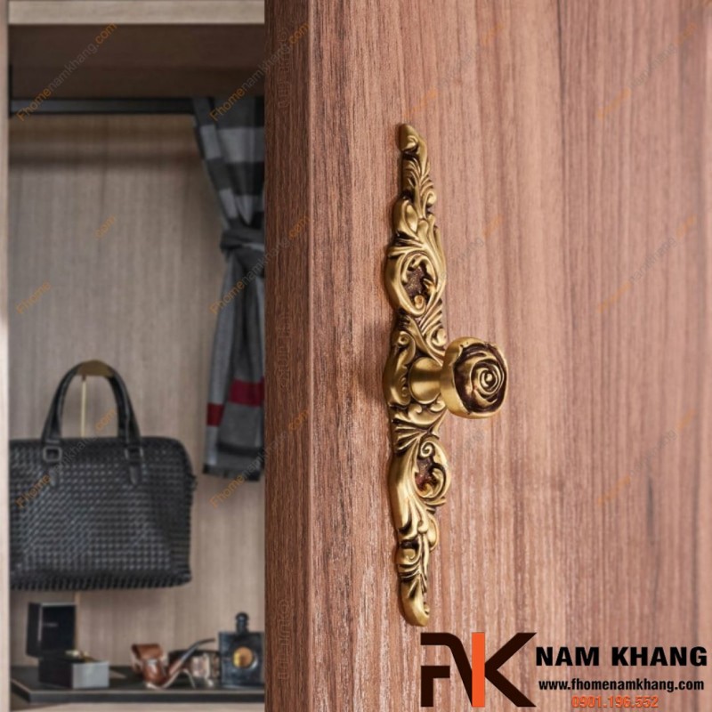 Núm cửa tủ phối thanh đồng cổ điển NK071D | Zalo 0901 196 552