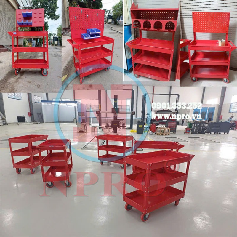 Tủ / kệ để đồ nghề Npro - Xe đẩy 3 ngăn giao hàng trên TQ