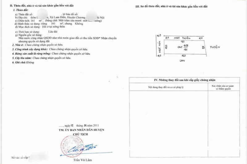 Chủ rất cần tiền nên BÁN GẤP hơn 20tr/m tại Lam Điền 
- Dt 161m full tc - lô góc 2 mặt tiền
- Cách