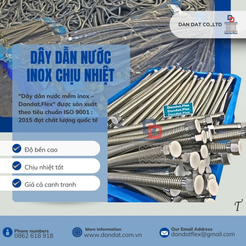 Dây dẫn nước, dây mềm cấp nước thép không gỉ, dây mềm cấp nước inox