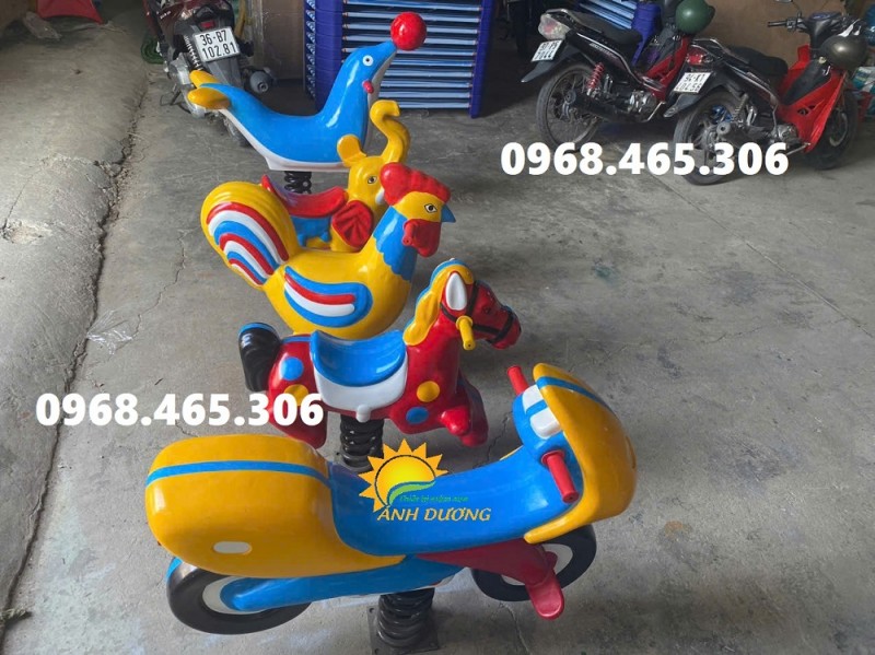 Thú nhún lò xo con gà, con ngựa, con voi cho bé mầm non
