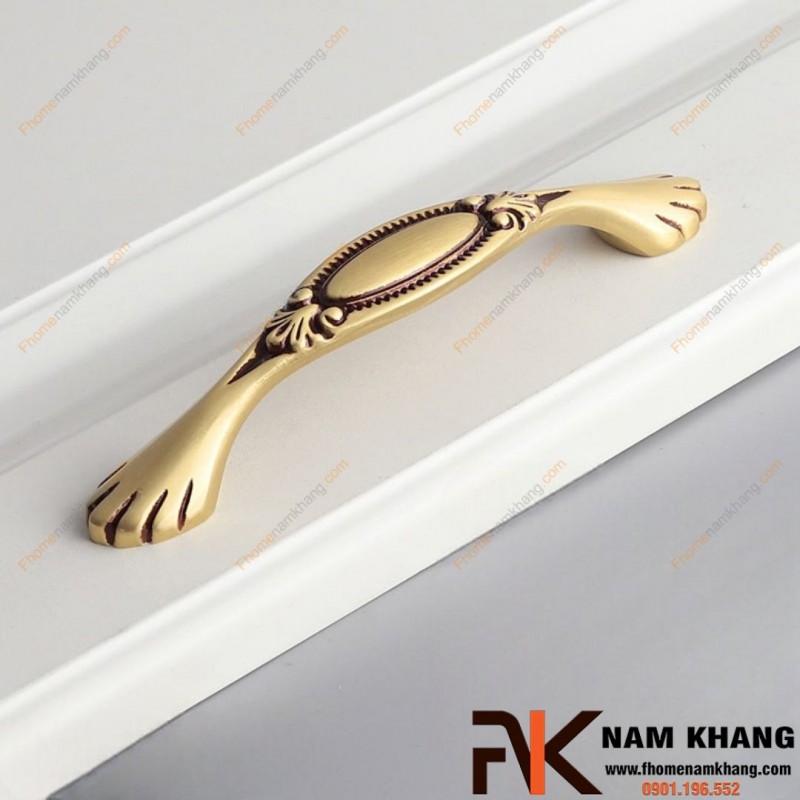 Tay nắm tủ đồng phối hoa văn cổ điển NK203 | Zalo 0901 196 552
