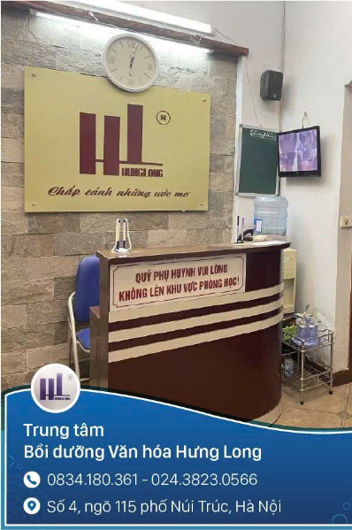 Trung tâm bồi dưỡng văn hoá Hưng Long tiếp tục tuyển sinh đến lớp 9 các môn Toán, Văn, Anh