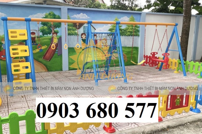 Thang leo liên hoàn kết hợp cầu trượt, xích đu cho trẻ nhỏ mầm non