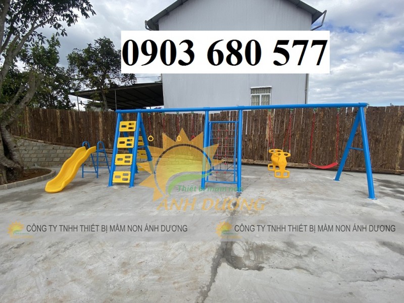 Thang leo liên hoàn kết hợp cầu trượt, xích đu cho trẻ nhỏ mầm non