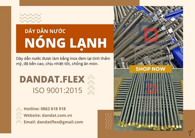 Ống dẫn nước inox nóng lạnh, dây mềm cấp nước nóng, dây dẫn nước inox ruột gà