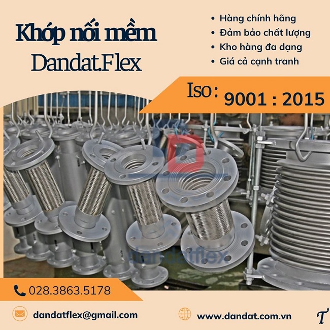 Khớp nối mềm inox dẫn hóa chất, khớp chống rung máy bơm, khớp nối giảm chấn máy phát điện