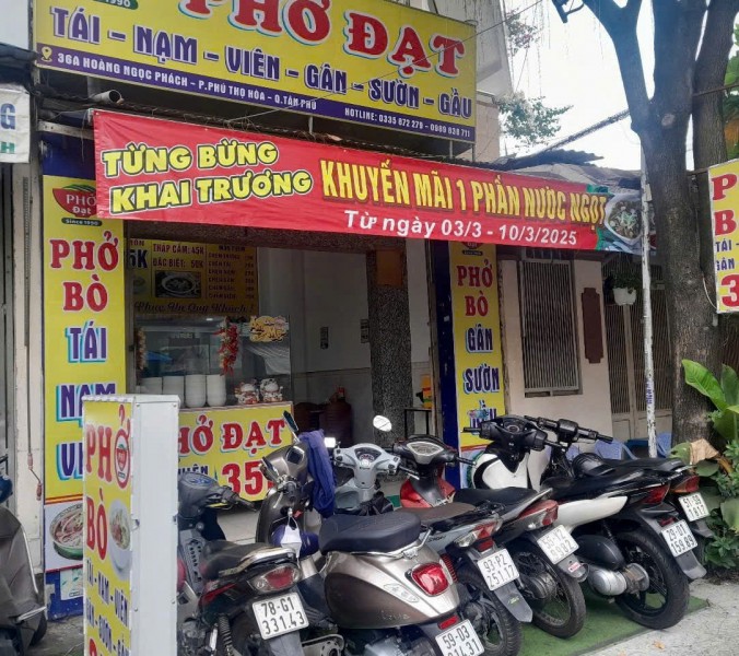 SANG NHƯỢNG QUÁN PHỞ - HOẶC SANG MẶT BẰNG TRỐNG - TÂN PHÚ, TPHCM - 72M2 - 89 TRIỆU