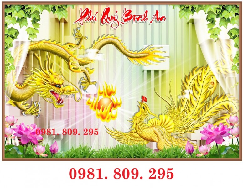 Tranh gạch ốp tường hình rồng 3d 