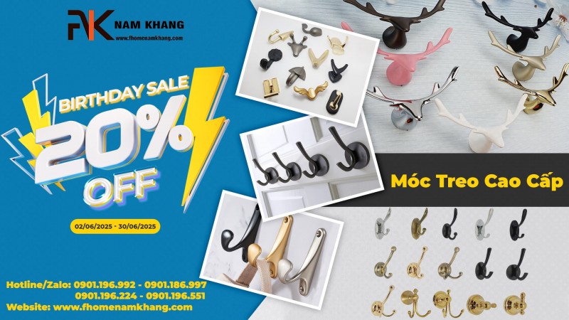 Mừng sinh nhật với ưu đãi 20% móc treo cao cấp