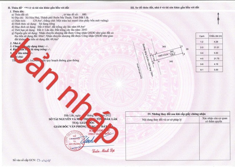 ĐẤT ĐẸP – GIÁ ĐẦU TƯ - CHÍNH CHỦ CẦN BÁN GẤP LÔ ĐẤT tại Xã Hòa Phú , TP. Buôn Ma Thuột , Đắk Lắk