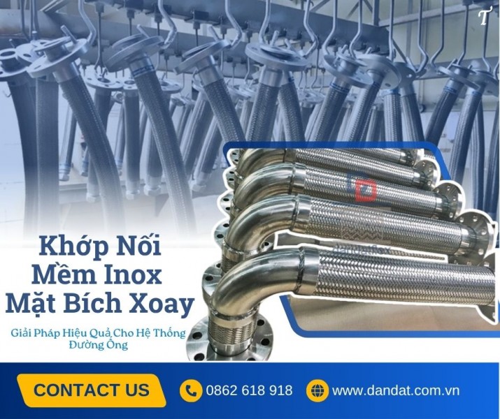 Khớp nối mềm inox nối bích, khớp nối chống rung có pasty, khớp nối mềm inox công nghiệp