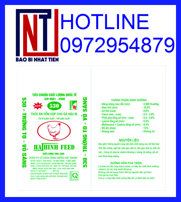 Bao PP in flexo đựng thức ăn chăn nuôi, sản xuất bao bì thức ăn chăn nuôi