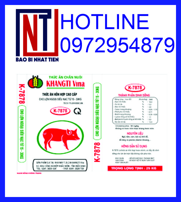 Bao PP in flexo đựng thức ăn chăn nuôi, sản xuất bao bì thức ăn chăn nuôi
