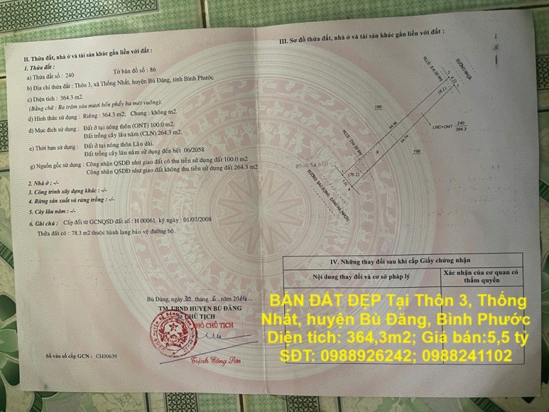 ĐẤT ĐẸP - GIÁ TỐT CHÍNH CHỦ BÁN ĐẤT ĐẸP Tại Thôn 3, Thống Nhất, huyện Bù Đăng, Bình Phước