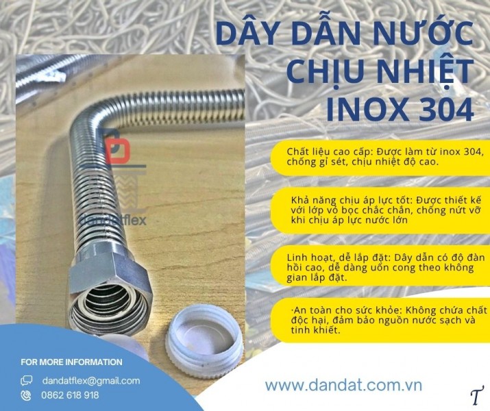 Dây dẫn nước inox, ống mềm cấp nước nóng lạnh, dây mềm inox cấp nước ren trong