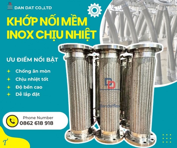 Khớp nối giãn nở inox pasty, khớp nối giãn nở nhiệt inox, ống nối mềm kim loại dẫn hóa chất