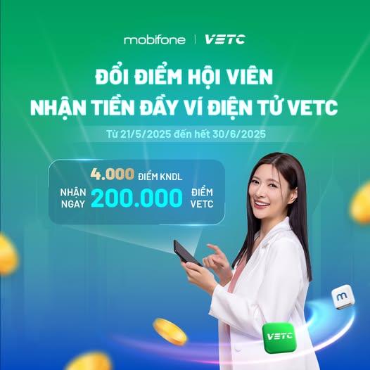 Đổi điểm Kết nối dài lâu MobiFone lấy ngay 200.000đ phí VETC